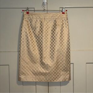 J. Crew Gold and Cream Metallic Dot Pencil Skirt